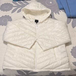 Lane Bryant Lightweight Quilted Hooded Jacket - White